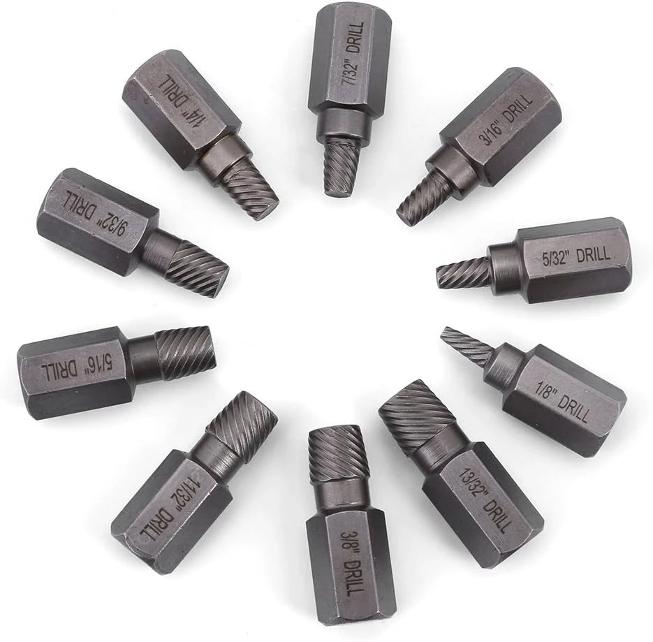KIT EXTRACTOR DE TORNILLOS X10 PIEZAS