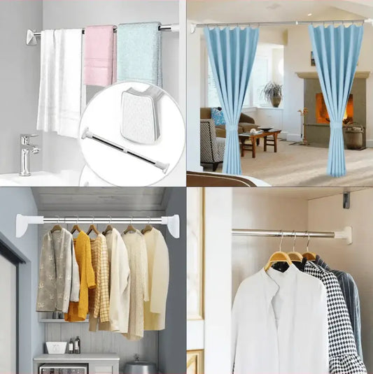 BARRA RETRÁCTIL SIN PERFORAR – IDEAL PARA ROPA, TOALLAS O CORTINAS