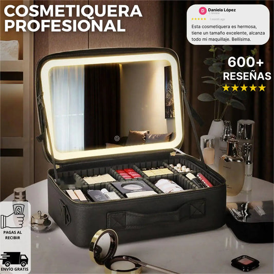 COSMETIQUERA PROFESIONAL CON ESPEJO LUZ LED