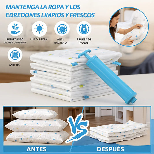 COMBO X5 BOLSAS AL VACÍO REUTILIZABLES + BOMBA DE AIRE