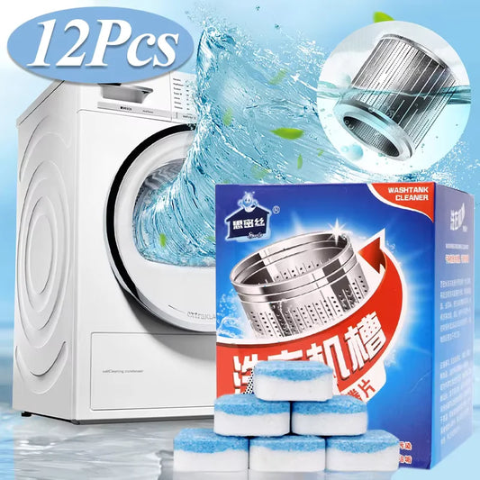 CAJA X12 PASTILLAS LIMPIEZA PROFUNDA LAVADORAS – ELIMINA OLORES Y SUCIEDAD