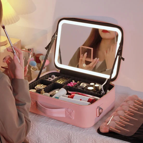 COSMETIQUERA PROFESIONAL CON ESPEJO LUZ LED